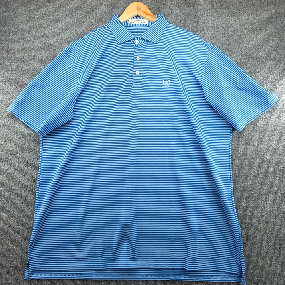 Holderness & Bourne The Maxwell Polo Shirt XXL Marlin Blue Skye Stripe